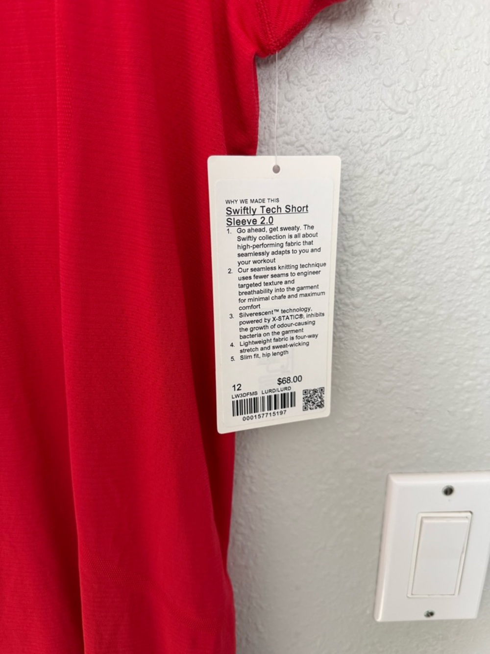 NWT -lululemon athletica Red Short Sleeve Athletic Tee - Picture 2 of 3